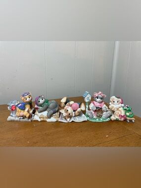 Enesco Calico Kittens Lot of 5 1996-1999 Cat Statues